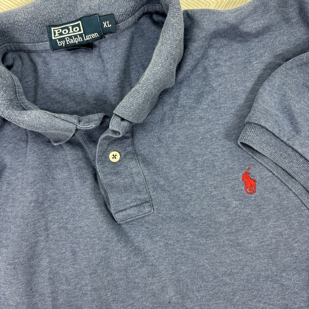 Polo Ralph Lauren Polo Shirt Mens XL Golf Vintage Lisle Blue Short Sleeve Cotton